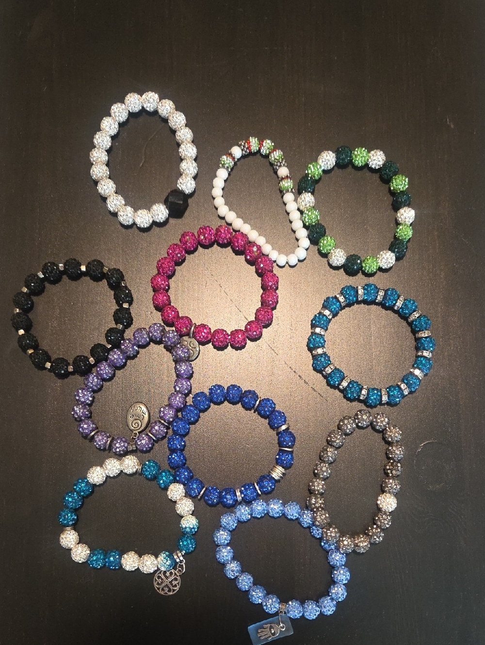 Sparkling Beaded Stretch Bracelet Lot - Multicolor